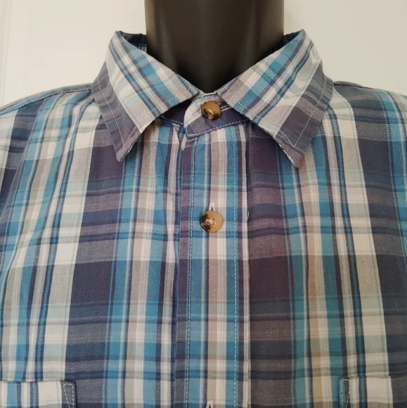 King Size Plaid Short Sleeve Button Down Shirt sz XL‎ - Picture 6 of 8